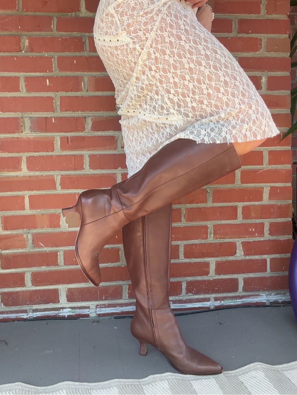 Dolce Vita Brown Knee-High Leather Heeled Boots
